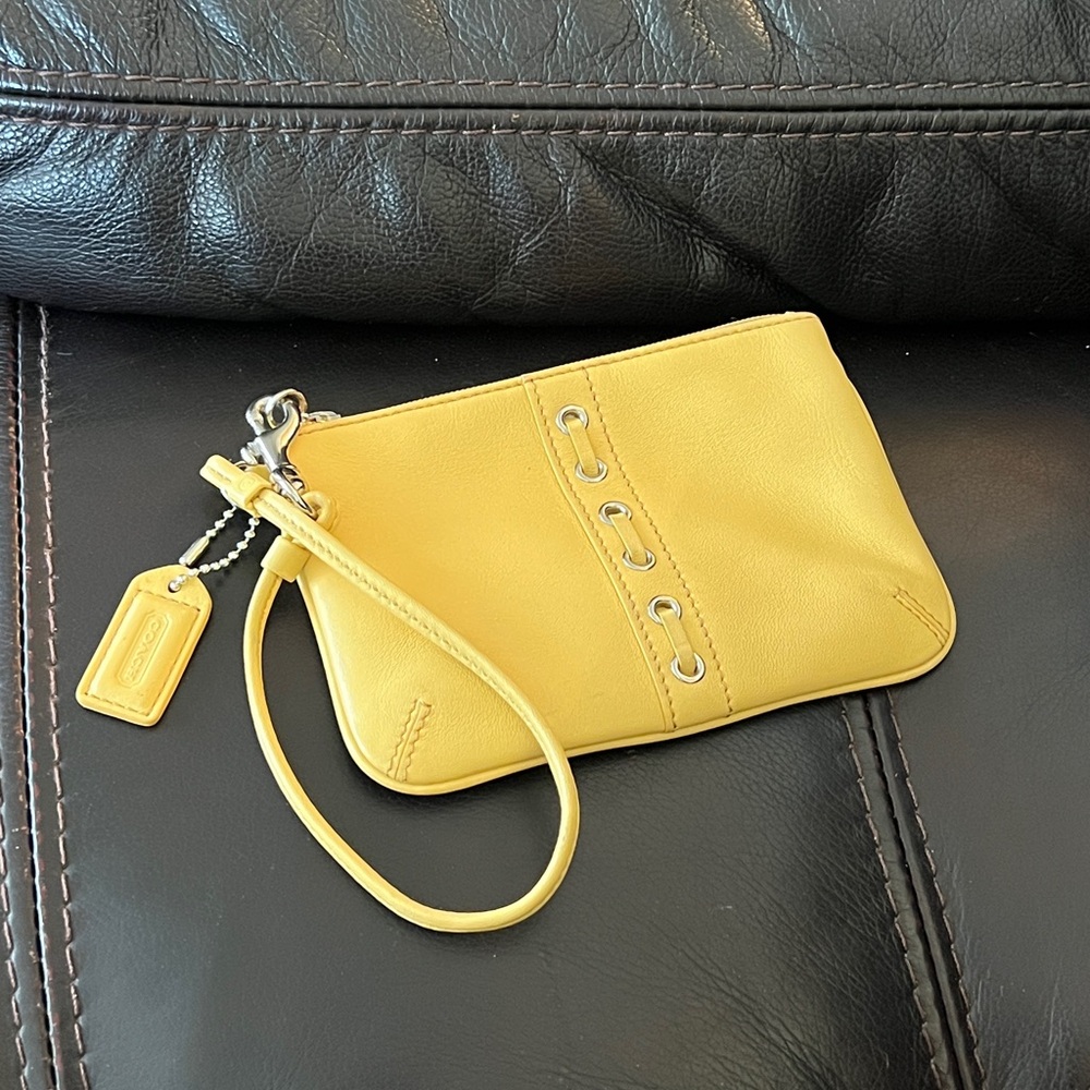 Coach Mustard Yellow Wristlet with Strap